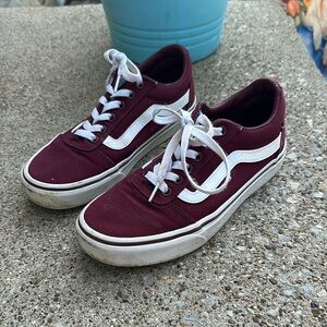 Vans Burgundy and White Women's Sneakers